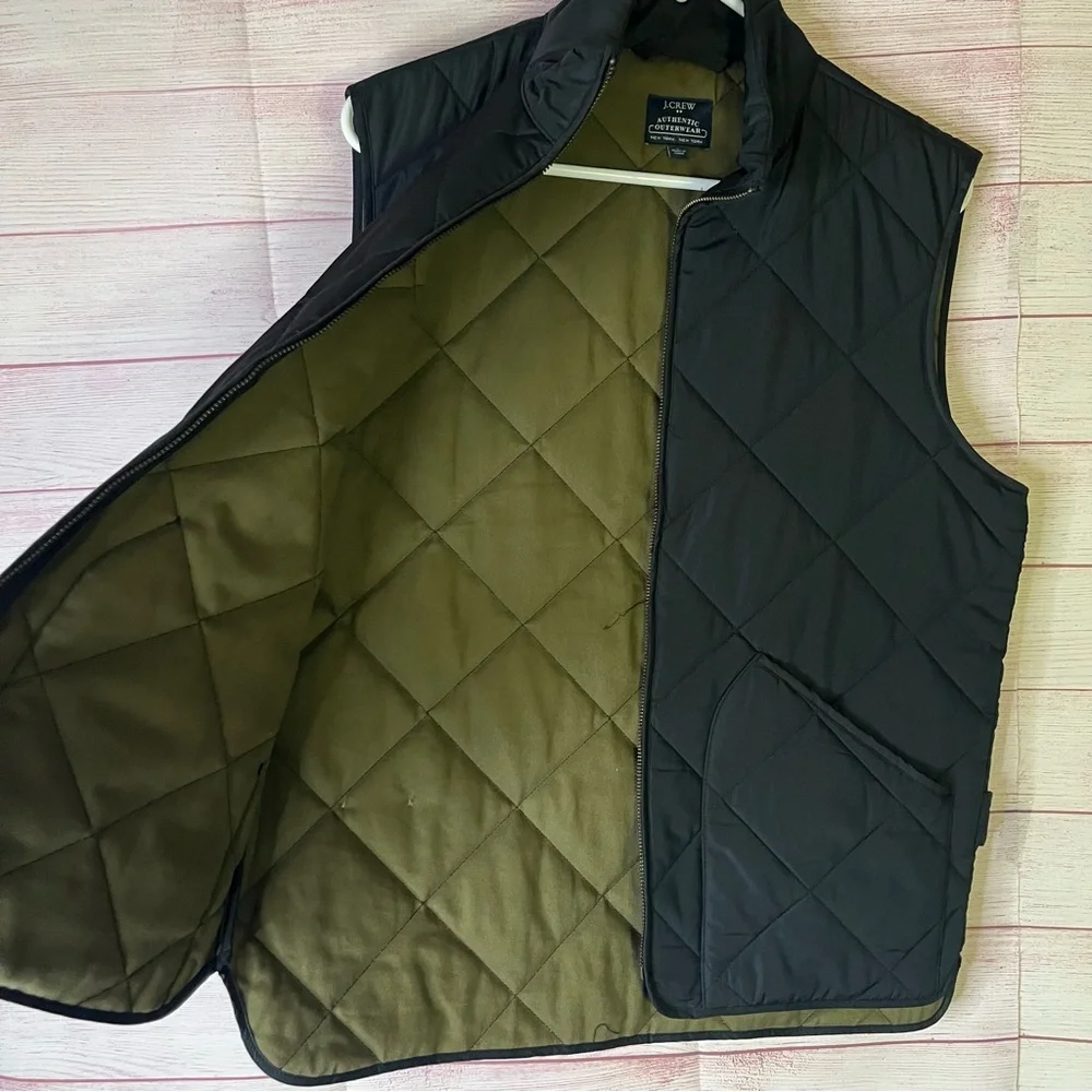 J. Crew Authentic Outerwear Full Zipper Black Vest Size‎ Small